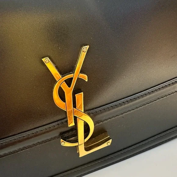 Yves Saint Laurent Black Crossbody Bag with Gold Logo - Picture 9 of 9